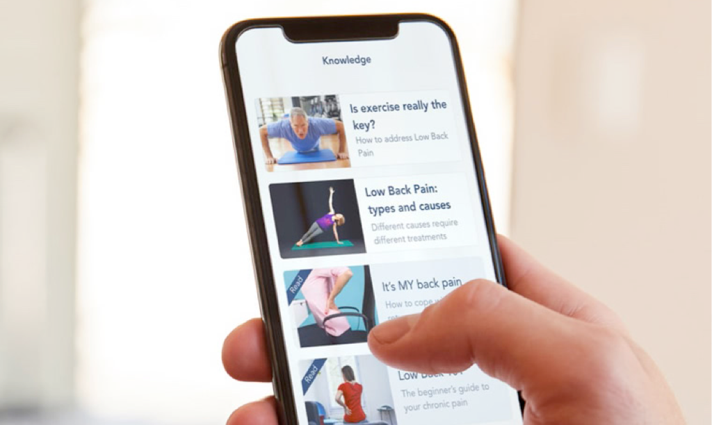 patient looking at motivational tools on the phone