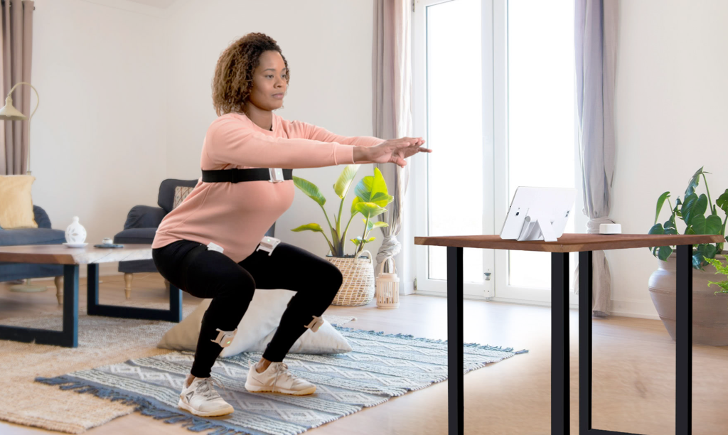 patient using musculoskeletal care online exercising