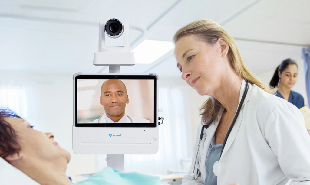 doctor and patient with virtual care hardware