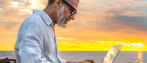 man working on the beach