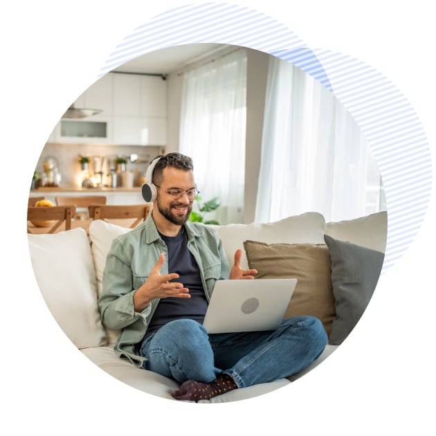 patient looking happy in his conversation with a therapist