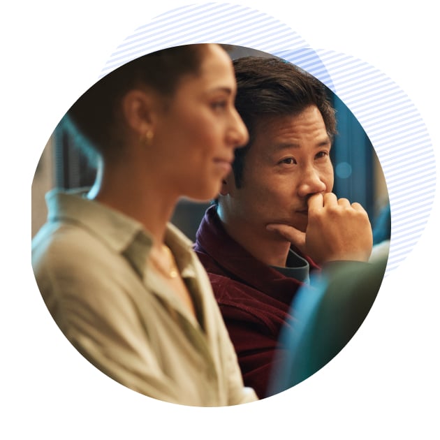 people intensely listening
