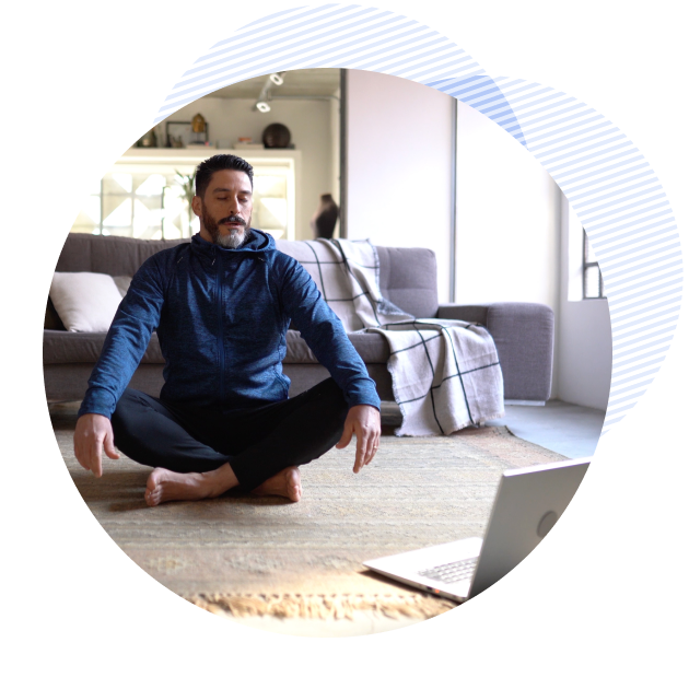 man meditating at home