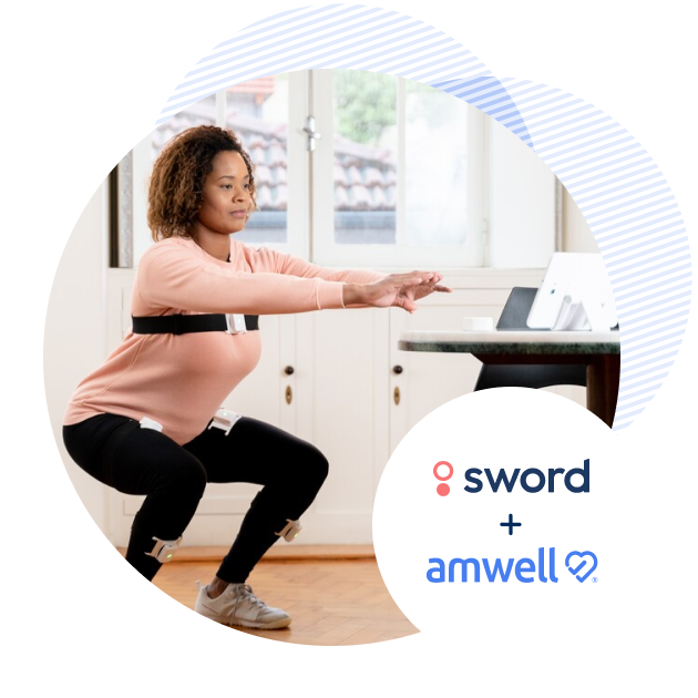 woman doing exercises - sword and amwell partnership