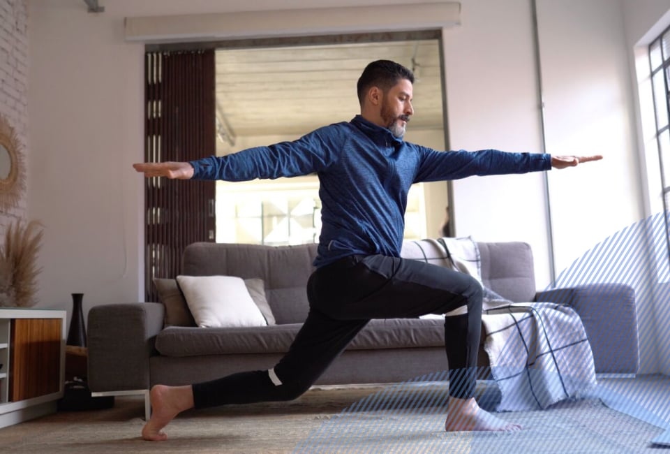 male doing yoga msk