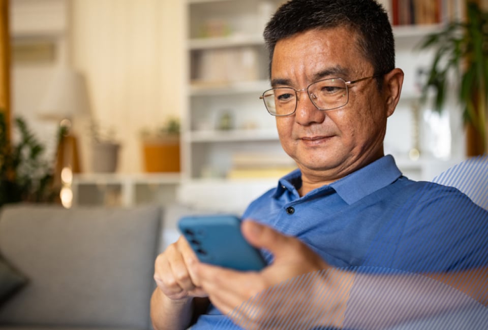 a male patient on his phone behavioral health
