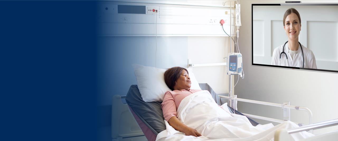 patient in the hospital room and TV kit